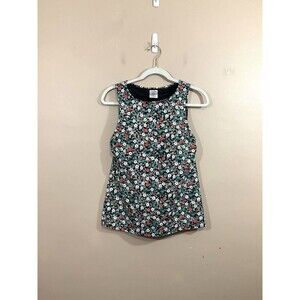 Lands End Womens Floral Long Tankini Top 8 Black Built In Bra Modest Cottagecore